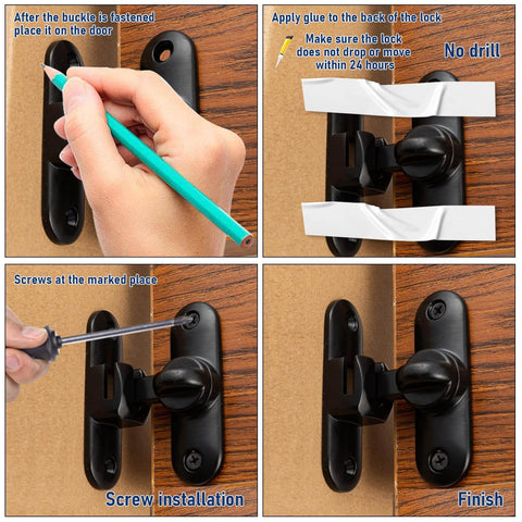 Crazy Tough Heavy Duty Barn Door Lock 90 And 180 Degree Flip Latch Kit installation on door
