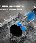 Wet Diamond Core Drill Bits For Concrete With Rebar And Masonry, 4-1/2 Inch Cutter drilling into reinforced concrete