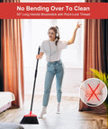 Beefy Heavy Duty Angle Broom With 55 Inch Adjustable Iron Handle And Stiff Bristles For Indoor Outdoor Cleaning In Use