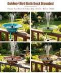 Deck Mount Bird Bath With Railing Clamp Solar Fountain 2 In 1 Feeder Vintage Brown Rustic Yard Ornament - multi-color options showcased