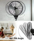 Two Pack 20 Inch Wall Mount Fan With Beefy 7100 CFM Airflow Industrial Oscillating Fans 3 Speed Adjustable Tilt High Velocity