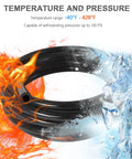 Durable black silicone hose with flames and ice showcasing extreme temperature resistance of All In One Vacuum Line Kit With Six Five-Foot Hoses And 113 Connectors, Silicone Vacuum Tubing For Car Piping System, Auto Replacement Hoses Up To 130 PSI.