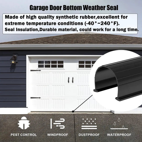 Weatherproof Garage Door Bottom Seal With T Ends For UBottom Doors Five Sixteenth Inch Thick And Three And A Quarter Inch Wide