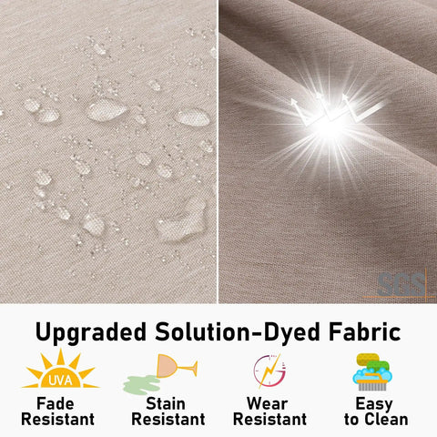 Close-up of waterproof fabric with water droplets and shine, highlighting Set Of 2 Waterproof Outdoor Chair Cushions With Ties benefits.