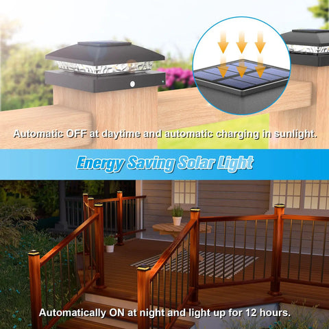 Give Your Yard A Sweet Glow With These Tough Black Solar Post Cap Lights For 4X4 Fence Boards Weatherproof Dusk Till Dawn Outdoor Deck Lamps Zero Wires Hook And Go mounted on fence post.