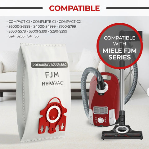 20 Pack HEPA AirClean 3D Dust Bags For Miele Vacuums Fits Compact C1 C2 And Complete C1 with vacuum cleaner in living room