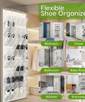 Over The Door Shoe Organizer With 40 Large Breathable Mesh Pockets Space Saving Hanging Shoe Rack For Entryway Bedroom And Closet Storage White