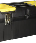 Heavy Duty 19 Inch Tool Box With Removable Tray And Lid Storage Sturdy Metal Clasps Built To Last Steel Build closed view