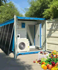 Rock Solid Modular Walk In Freezer Rigged With Heavy Duty Insulated Panels For Commercial Blast Freezing And Deep Cold Storage, showing open unit with produce.