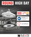 UFO LED High Bay Light Fixture 150W, 23,000 Lumens, 4000K/5000K Selectable Color Temperature, IP65 Waterproof installed in warehouse