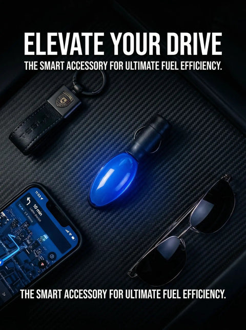 Ultimate Car Fuel Saver Device For Cars And Trucks, Portable Plug In Gas Economizer displayed on a table with accessories