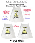Shop Certified Reflective Traffic Safety Cone Collar Kit For EV Repairs And High Voltage Warning Systems Keeps Your Crew Safe On The Lot With A No Nonsense Three Pack, 3-pack reflective cone collars.