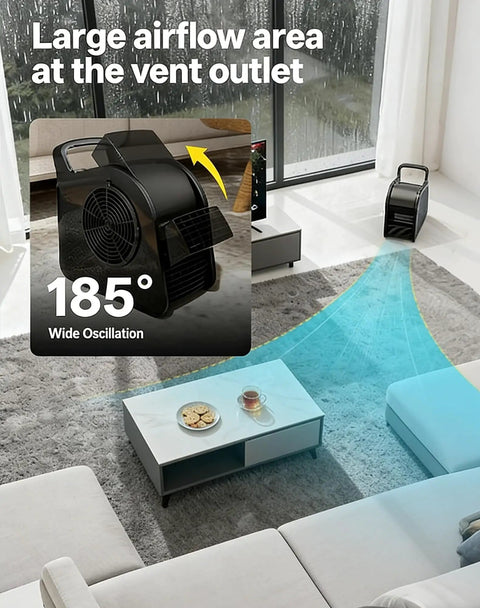 Floor Drying Air Mover With Warm Breeze And UV Lamp, 3 Speed High Velocity Blower in living room with wide oscillation