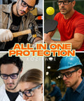 Men and women wearing Anti Fog Safety Glasses With Side Shields And ANSI Z87.1 in various work and DIY settings