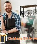 2 Pack Power Tool Organizer Wall Mount Kit For Garage Storage with man holding drill, floating tool shelf featured