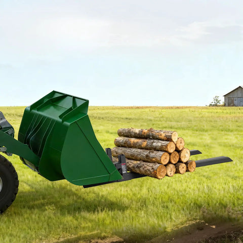 Clamp On 60-Inch Total Length Pallet Forks For Tractors And Skid Steers, Heavy-Duty 4,000 Lb Capacity, lifting logs