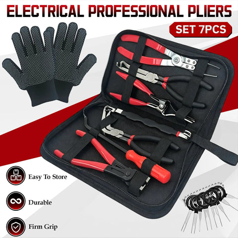 Electrical Disconnect Pliers Kit For Cars Trucks And SUVs Must Have Pro Grade 10 Piece Comprehensive Tool Set with gloves