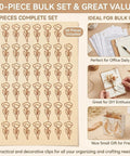60 Piece Gold Flower Shaped Paper Clips Set For Office And Planner Use displayed in a complete set on a beige background