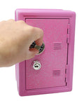 Hand turning combination lock on Pink Mini Locker Safe for Kids With Easy Combination Lock and Spare Key Kid Friendly Security Box