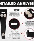 Heavy Duty 12.2 Inch Pull Bar for Vinyl Plank and Laminate Flooring Installations Black Steel Tool With Matte Coating 4mm Thick Soft Back Padding to Protect Floors detailed view with felt pads and hanging hole