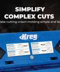 Miter Saw Molding Tool With Adjustable Spring Base Locks 30 To 60 Degrees, close-up of the tool with instructional label.