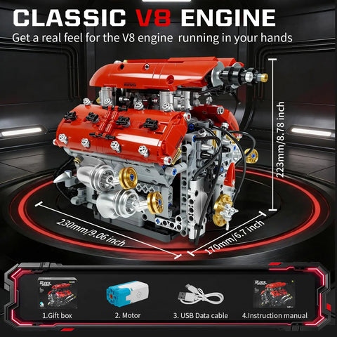 Visible V8 Engine Model Kit For Adults Build Your Own Working Car Motor With Real Moving Parts Detailed Camshaft System Display