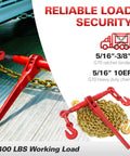 5 16th To 3 8th Inch Ratchet Binder With 10 Ft G80 Chain And G70 Grappling Hook Tie Down Hauling Kit For Flatbed Trailers 5400 Lbs