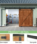 Installed 12 Foot Black Exterior Sliding Barn Door Hardware Track Kit Heavy Duty Track Set for Outdoor Walls with Weatherproof Design
