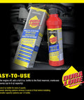 All In One Stop Leak For Engine, Transmission, Power Steering And More, 8 Oz Bottle, Stops Leaks Across Multiple Systems, Rejuvenates Seals, Gaskets And O Rings, Prolonging Lifespan And Preventing Future Leaks. red bottle and box on engine bay