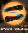 0.5s Instant Read Digital Meat Thermometer with Auto Rotating Backlit Display shown with 180° rotation feature on screen.