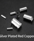 180 Pcs Wire Ferrules Kit With Silver Plated Copper Crimp Terminal Connectors shown in various sizes on black background