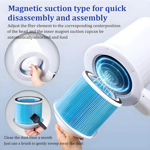 Game Changing Nail Dust Extractor With Bright Dimmable Led Lamp And Tunable Suction Power showcasing magnetic filter assembly.