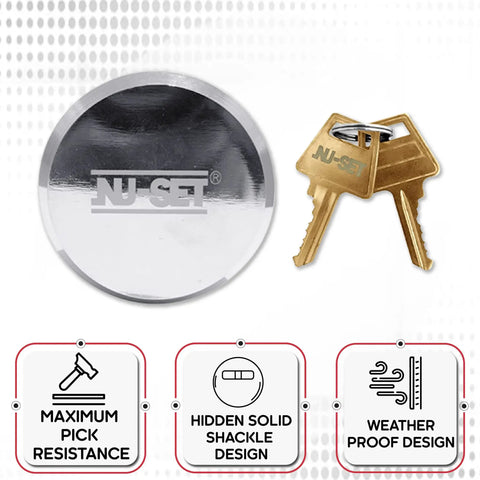 Beefy Heavy Duty Solid Steel Padlock With Hardened Reinforced Shackle For Superior Cut Resistance Hidden Shackle Design