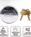 Heavy Duty Hidden Shackle Padlock For Trailers And Pucks Solid Steel Lock With Weatherproof Chrome Finish Reinforced 73mm Case Keyed Alike
