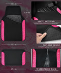 Pink Lace Leather Car Seat Covers Full Set For Women And Girls Dope Comfort And Style, Waterproof Floor Mats Features
