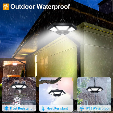 Solar Shed Light With Remote Control 360 Degree Waterproof Indoor Outdoor Light With Motion Sensor Timer And Five Modes