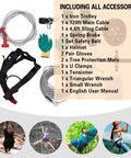Backyard Zip Line Kit 120Ft For Kids And Teens Up To 330 Lbs With Stainless Steel Cable Spring Brake Adjustable Safety Harness And Helmet Included showing all accessories