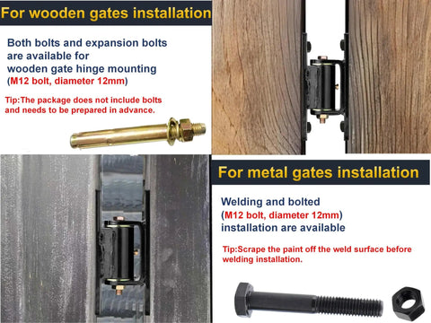Heavy Duty Gate Hinges Pair Seven Inch Thick Solid Steel Rated For 1100 Lbs installation guide for wooden and metal gates with bolts