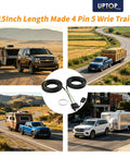 Super Long 26 Foot 4-Way Flat Trailer Wiring Harness With Pure Copper And Nylon Sleeve For Boat Rv Utility Trailers Up To Over Eighty Inches Wide, 315 inch 4 pin 5 wire
