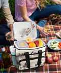 Desert Cowboys Insulated Lunch Bag With Shoulder Strap For Picnics Hikes Camping And Work On The Go 15L Capacity on picnic blanket