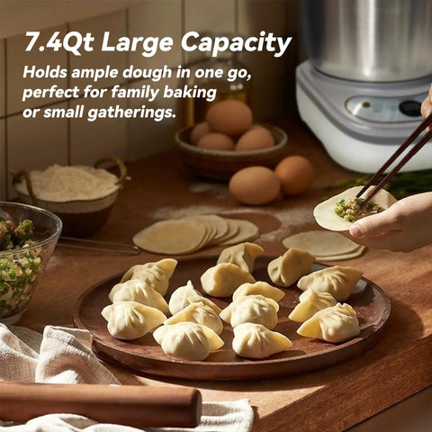 Heavy Duty Kitchen Game Changer Electric Dough Mixer With Auto Ferment Mode 7.4Qt stainless steel bowl with large batch of dough