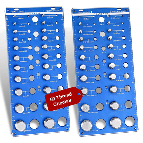 59 Nut And Bolt Thread Checker With Full Size Bolt And Nut Sizer Gauge 22 Standard And 22 Metric 15 Drill Bit Holes Wall Mount Bolt Size Finder