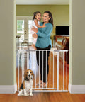 Walk Through Baby Safety Gate With Stay Open Feature Kid Safe For Busy Homes Pressure Mounted Double Locking Latch One Handed Operation