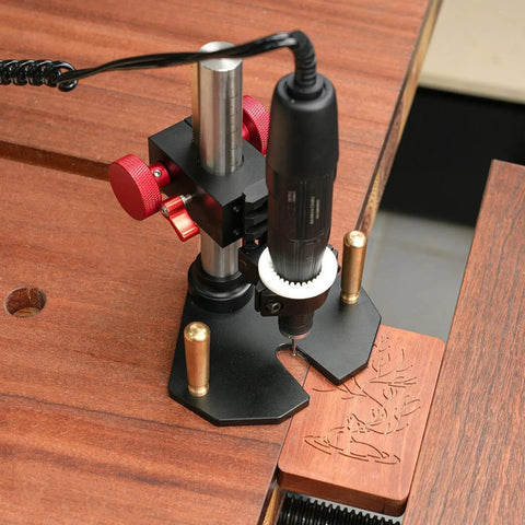 Sturdy Rotary Tool Stand For A Stable Drill Press Makeover, Pro Grade Adjustable Vertical Guide With Aluminum Base in use