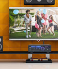 Living room setup with Dope Bluetooth Stereo Amplifier Receiver Delivers 2 X 120W Power For Home Audio With Front USB And SD Card Slots
