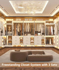 Legit Heavy Duty L Shaped Closet System With Six Roomy Drawers Plus Four Sturdy Hanging Rods Corner Tower Module For Walk In Wardrobe Setup Hassle Free Modular Storage Rack In Crisp White in an elegant setting.