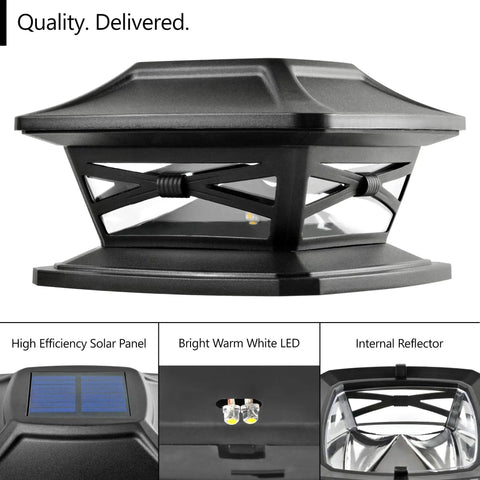 Your Go To Solar Outdoor Post Cap Lights For Wood Posts 4x4 5x5 6x6 8 Pack Warm White LED Auto On At Dusk 25 Lumen Slate Black