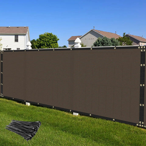 Privacy Fence Screen 5 Feet By 20 Feet Heavy Duty Mesh Windscreen Cloth For Outdoor Garden Patio Backyard Chain Link Fence Brown Breathable 175GSM Poly Fabric With Brass Grommets For No Fuss Setup