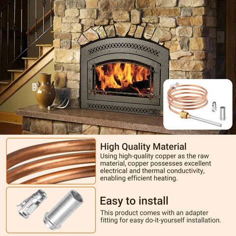 Copper furnace thermocouple coil with adapter fitting for 36-inch 30 millivolt Honeywell pilot burners