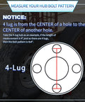 Image showing measurement instructions for 4-lug trailer wheel bolt pattern, highlighting 4 on 4 inch configuration.